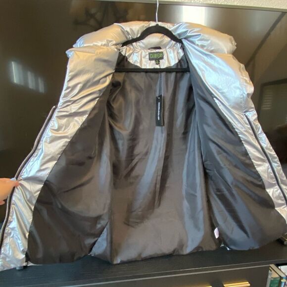 NWT Dolls Kill Club Exx Silver Metalic Puffer Jacket, Size S - Picture 7 of 8